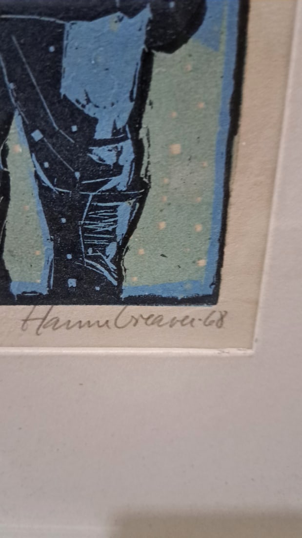 Hanne Greaver Framed Signed Print Snow Winter Children Scene, 1968 - 3