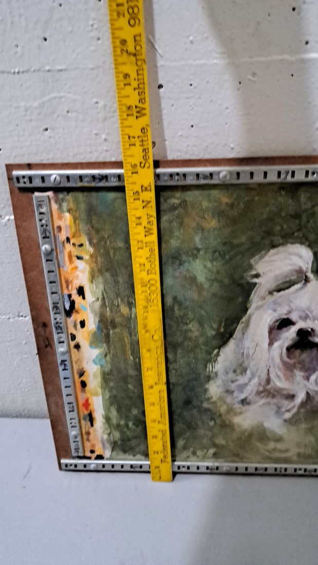 Original Small White Dog Portrait Oil On Board - 4