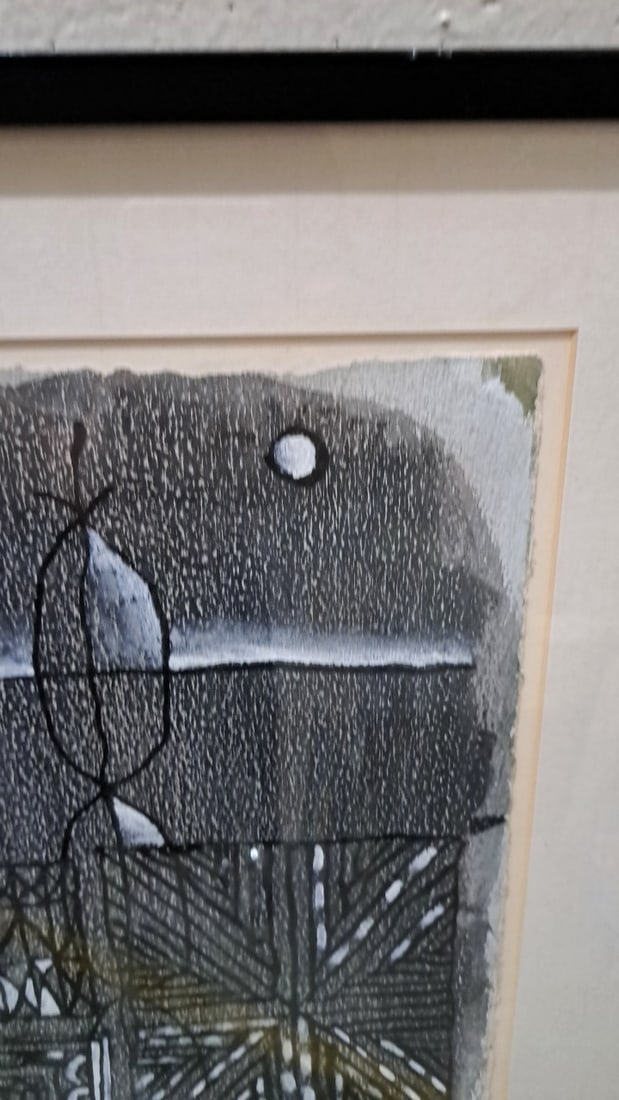 George. Kosanovic Fence India Ink Drawing, Framed - 3