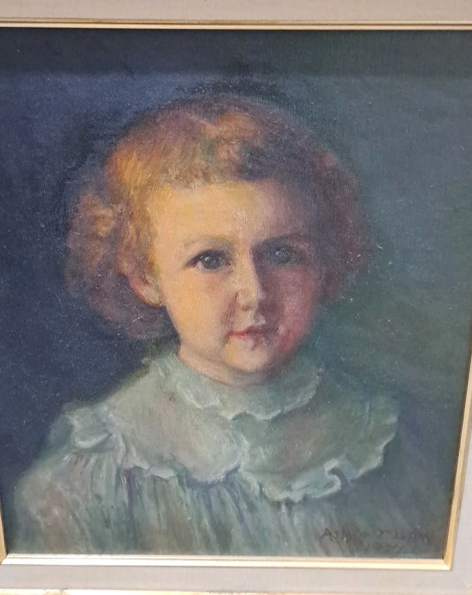 Ashley Law 1971 Signed Framed Oil On Canvas Child Portrait Painting, Gilt Wood Frame - 2