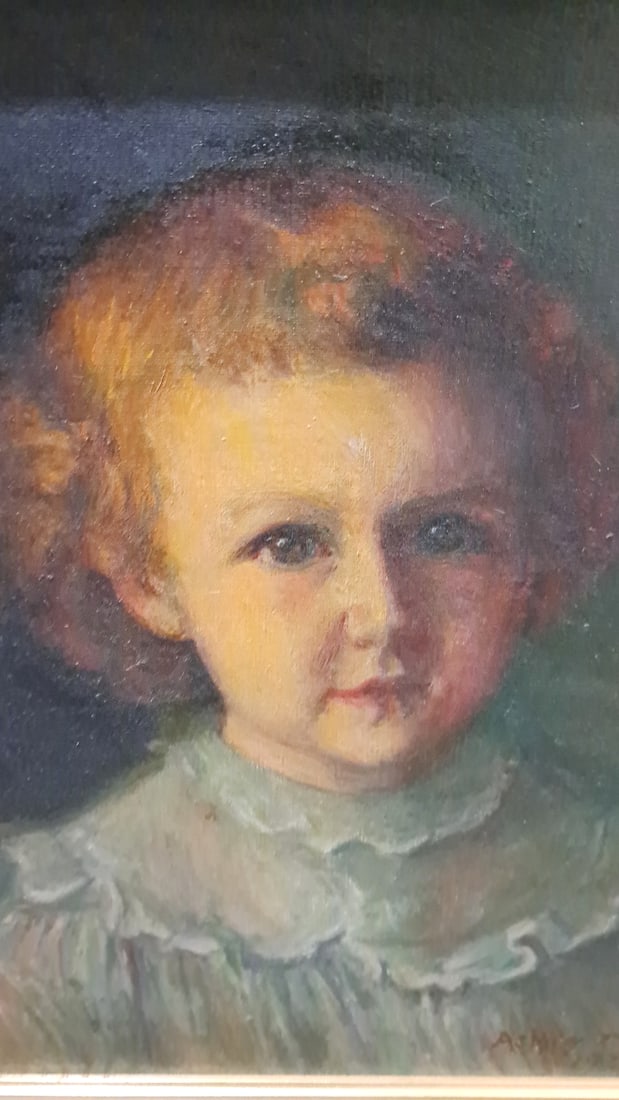Ashley Law 1971 Signed Framed Oil On Canvas Child Portrait Painting, Gilt Wood Frame - 3