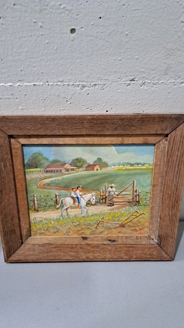T.B. Bondelon To Ride A Mule 1977 Framed Rural Farm Painting: 14x11x2 3 attention – shipping artwork is very expensive. The shipping price shown in the listing is the liveshipping service by liveauctioneers. We offer our own in-house shipping as well which
