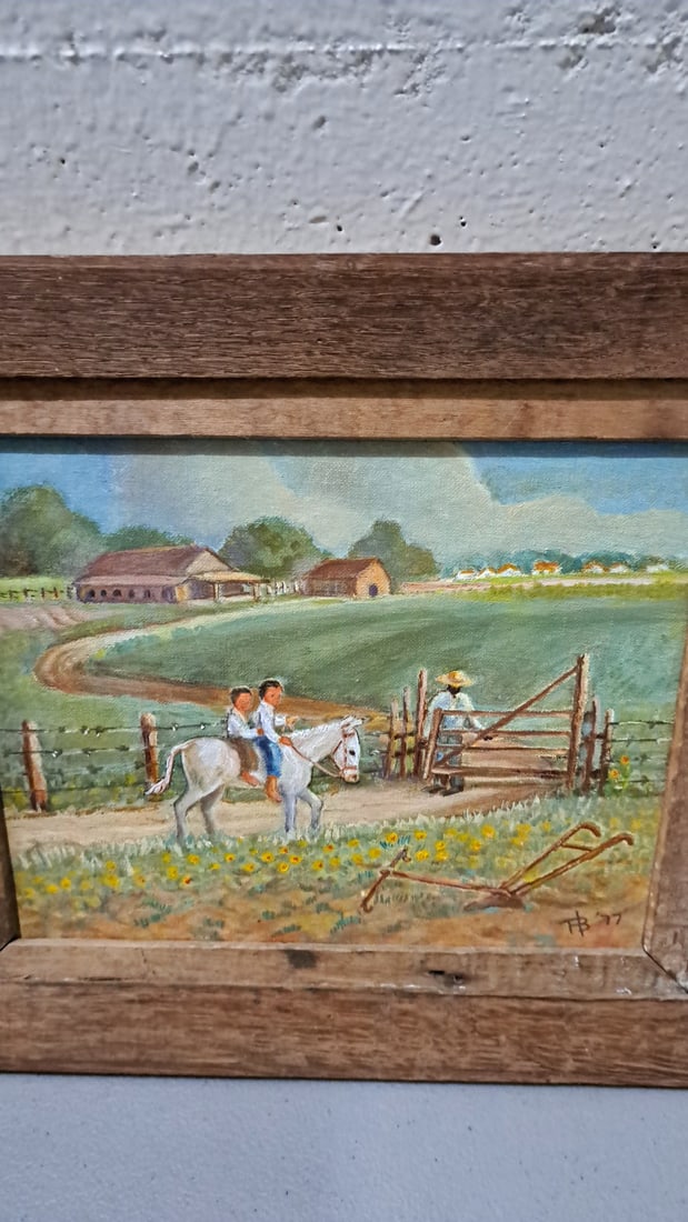 T.B. Bondelon To Ride A Mule 1977 Framed Rural Farm Painting - 2
