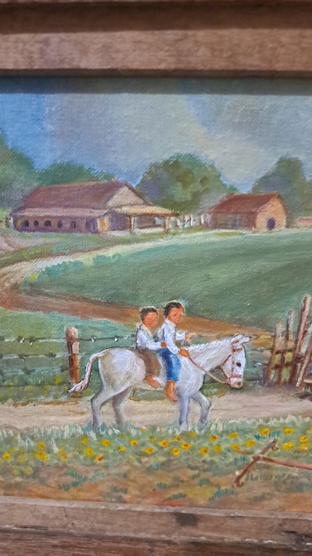 T.B. Bondelon To Ride A Mule 1977 Framed Rural Farm Painting - 4