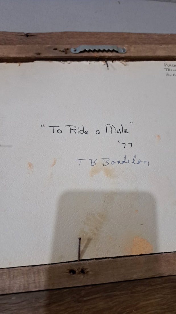 T.B. Bondelon To Ride A Mule 1977 Framed Rural Farm Painting - 5