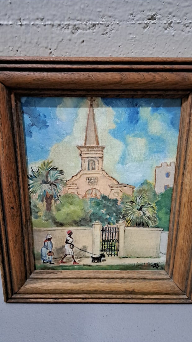 Framed Signed Canvas Painting Back Street - Youth And Old Age Bondelon: 13x11x2 5 attention – shipping artwork is very expensive. The shipping price shown in the listing is the liveshipping service by liveauctioneers. We offer our own in-house shipping as well which