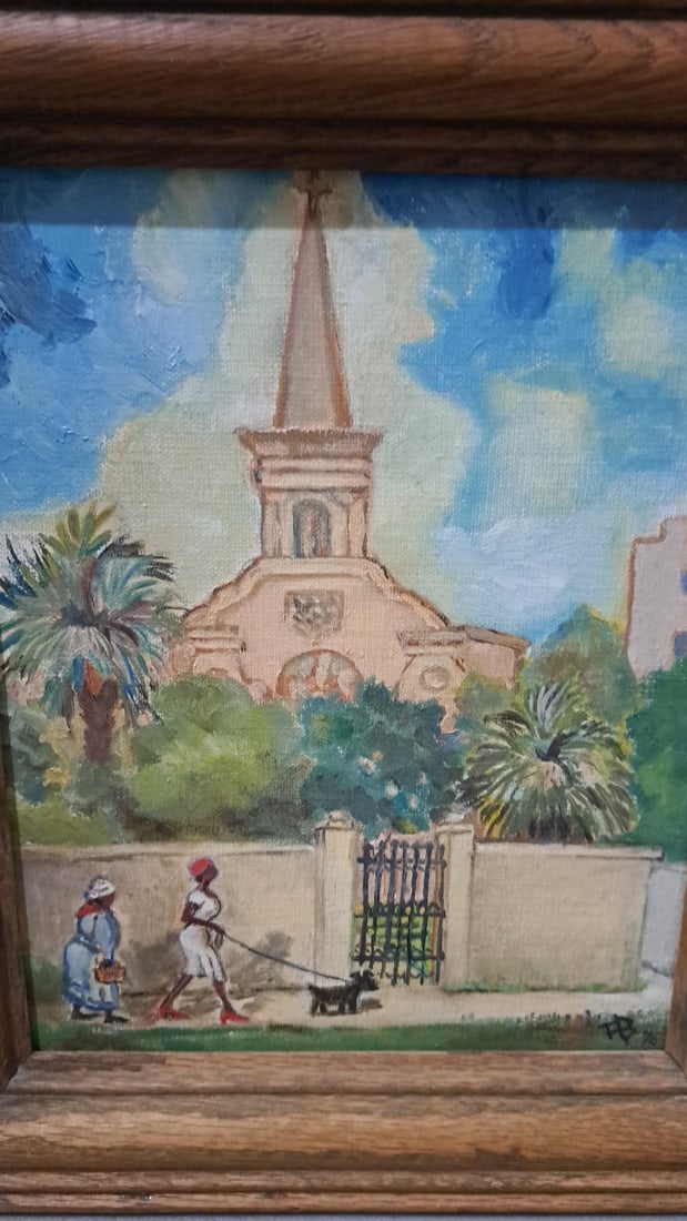 Framed Signed Canvas Painting Back Street - Youth And Old Age Bondelon - 2