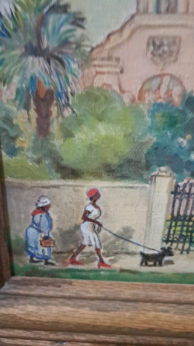 Framed Signed Canvas Painting Back Street - Youth And Old Age Bondelon - 4