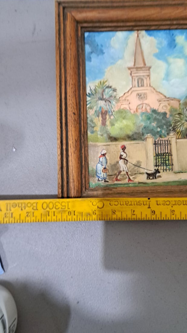 Framed Signed Canvas Painting Back Street - Youth And Old Age Bondelon - 8