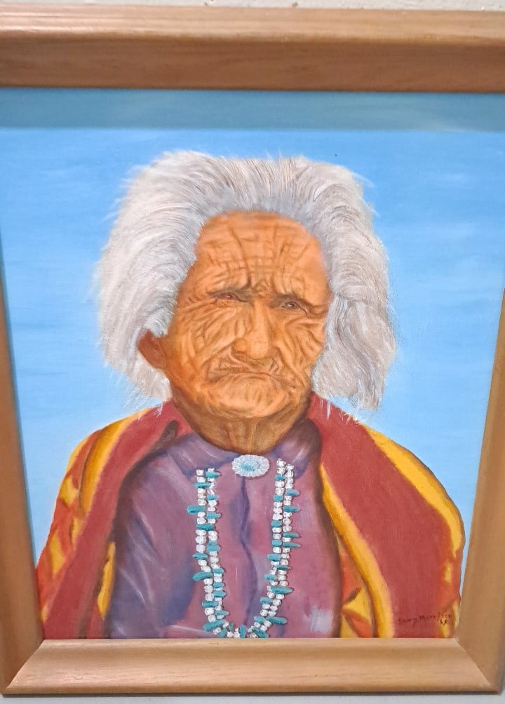 Framed Signed Portrait Painting "snowplate" Native American Elder: 23x19x2 5 attention – shipping artwork is very expensive. The shipping price shown in the listing is the liveshipping service by liveauctioneers. We offer our own in-house shipping as well which
