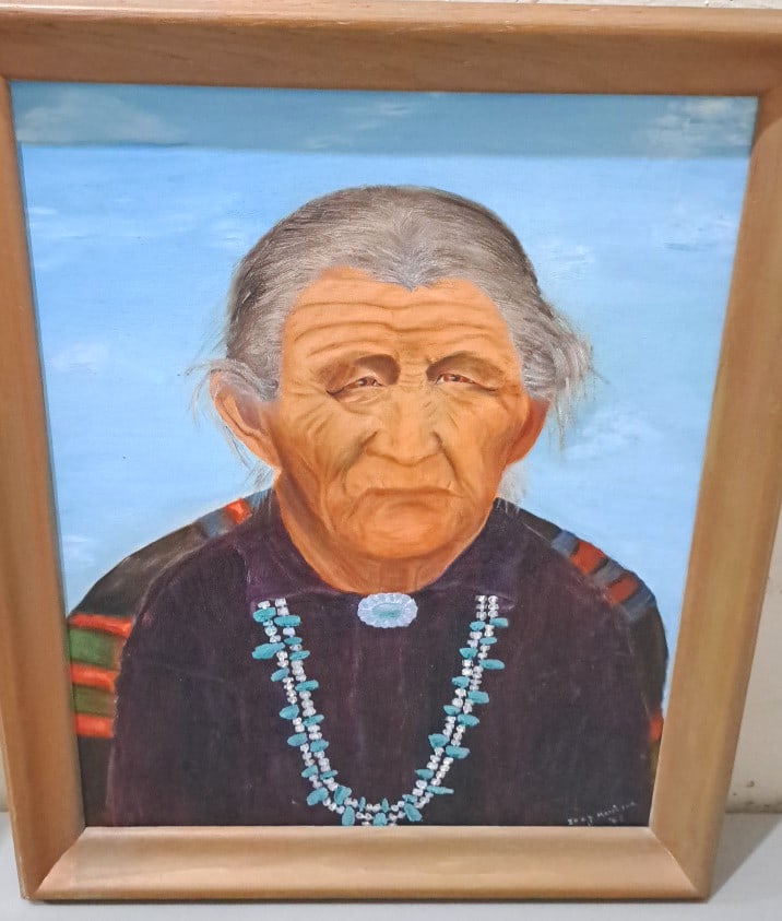 Inez Morrison 1965 Framed Native American Woman Portrait: 23x19x2 5 attention – shipping artwork is very expensive. The shipping price shown in the listing is the liveshipping service by liveauctioneers. We offer our own in-house shipping as well