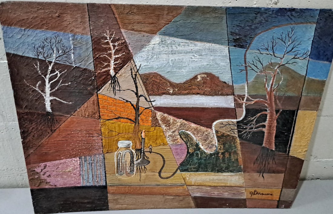 G. Kosanovic Signed Textured Abstract Landscape Tree Painting: 24x18x1 3 attention – shipping artwork is very expensive. The shipping price shown in the listing is the liveshipping service by liveauctioneers. We offer our own in-house shipping as well which