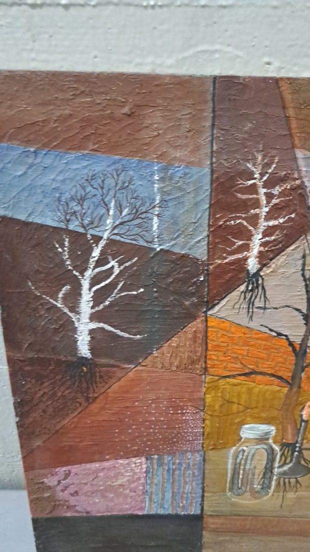 G. Kosanovic Signed Textured Abstract Landscape Tree Painting - 2