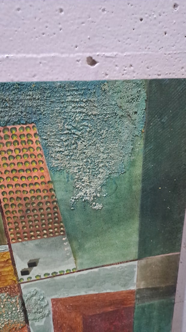 G Kosanovic Abstract Textured Geometric Canvas Painting, Green Brown - 5
