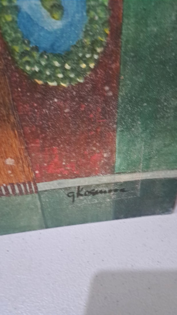 G Kosanovic Abstract Textured Geometric Canvas Painting, Green Brown - 6
