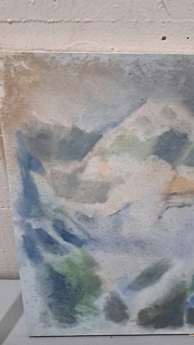 G Kosanovic Signed Abstract Landscape Painting On Canvas Blue Green - 2