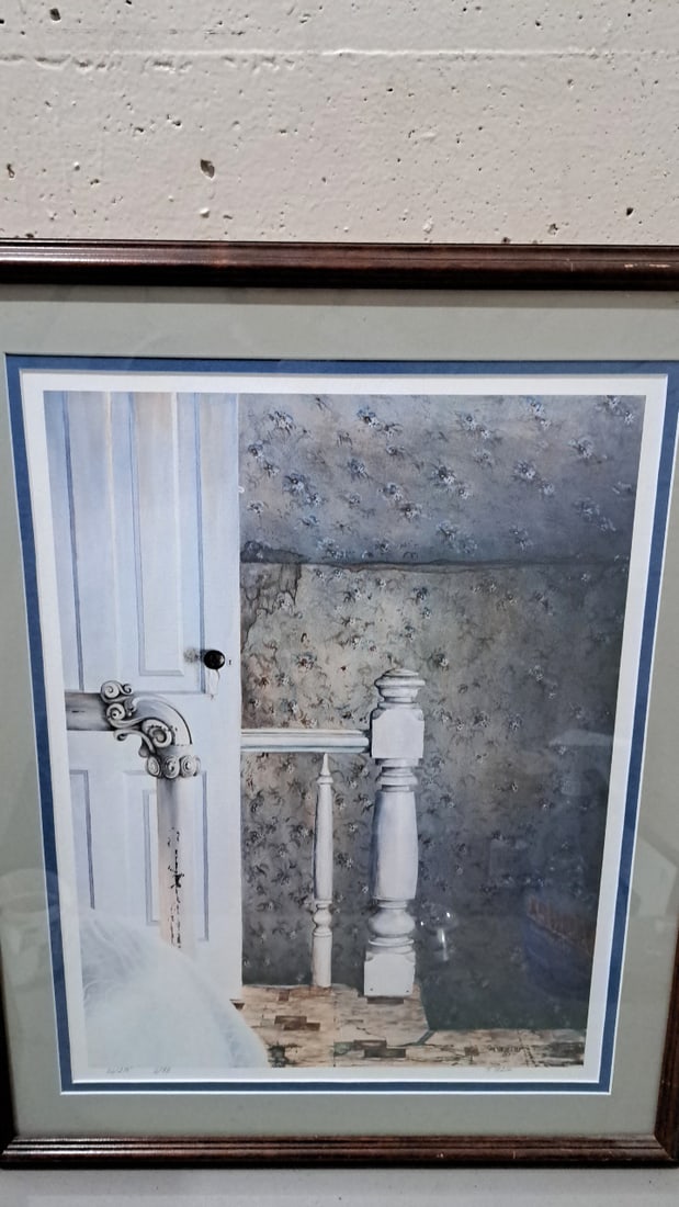 M. Yazel Signed Numbered Framed Interior Staircase Art Print: 27x2x2 3 attention – shipping artwork is very expensive. The shipping price shown in the listing is the liveshipping service by liveauctioneers. We offer our own in-house shipping as well which 