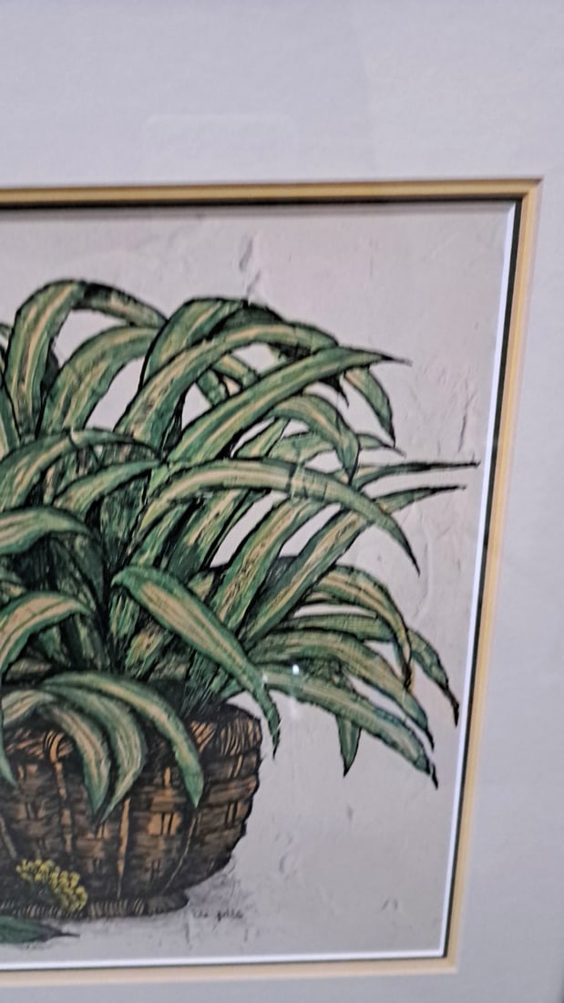 Ida Pellei Signed Framed Botanical Print, Wicker Baskets With Yellow Flowers - 4