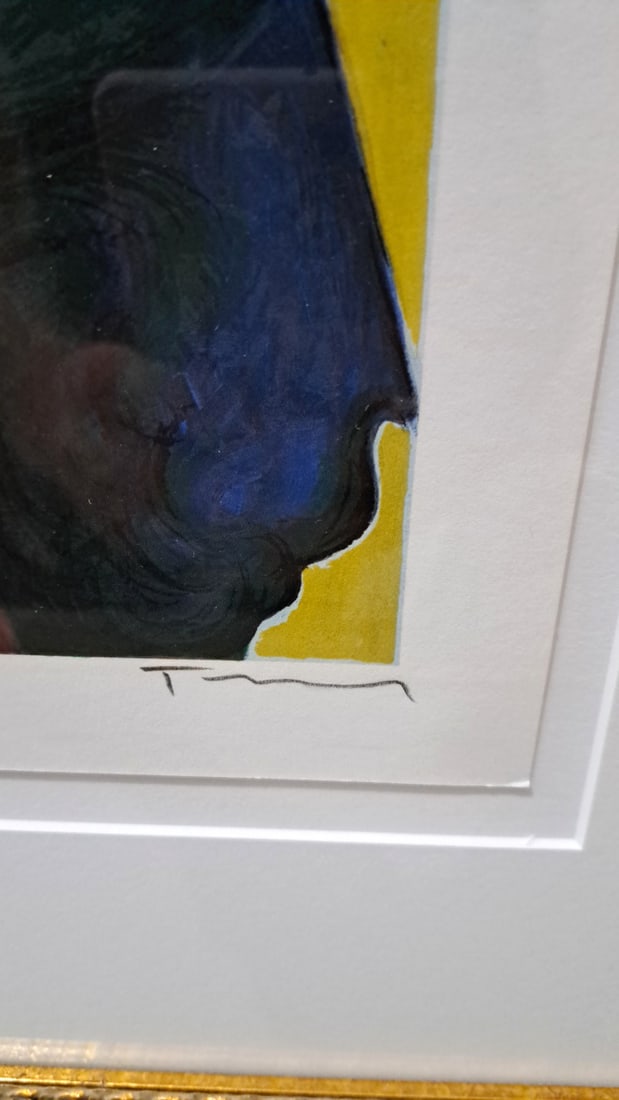 Framed Signed Abstract Woman And Floral Still Life Print, H.C. 44/45, Gold Frame - 3