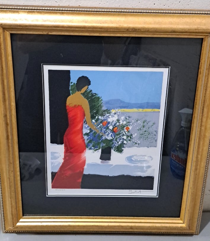 Emile Bellet Framed Limited Edition Print, Woman In Red Dress, 85/250: I26x22x2 5 attention – shipping artwork is very expensive. The shipping price shown in the listing is the liveshipping service by liveauctioneers. We offer our own in-house shipping as well