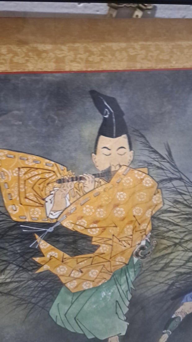 Taiso Yoshitoshi Framed Japanese Print, Fujiwara No Yasumasa Playing Flute By Moonlight - 3
