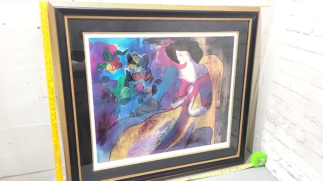 Le Kinff Framed Art Print, Annabella Seriolithograph Woman With Flowers, Blackgold Frame, 40 X 36... - 3