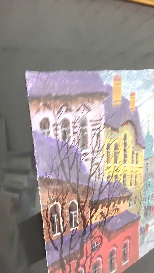 Signed Limited Edition Framed Winter Cityscape Print 25/350 Gold-tone Frame - 6