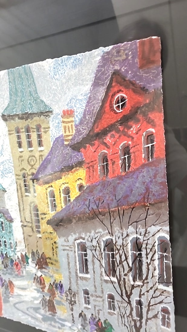 Signed Limited Edition Framed Winter Cityscape Print 25/350 Gold-tone Frame - 7