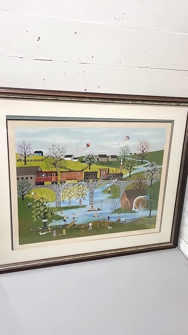 Framed Wooster Scott A Perfect Day Hand-signed Color Serigraph 71/400 With Coa: Good - wood and glass frame38xe2x1 - 12 lbs attention – shipping artwork is very expensive. The shipping price shown in the listing is the liveshipping service by liveauctioneers. We offer our
