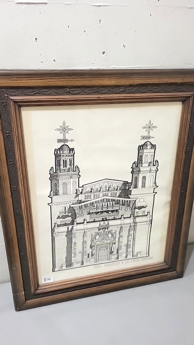 Framed San Simeon La Casa Grande Architectural Print, Livingstone Evans 1971: Good - wood and glass frame30x24x1 - 7 lbs attention – shipping artwork is very expensive. The shipping price shown in the listing is the liveshipping service by liveauctioneers. We offer our