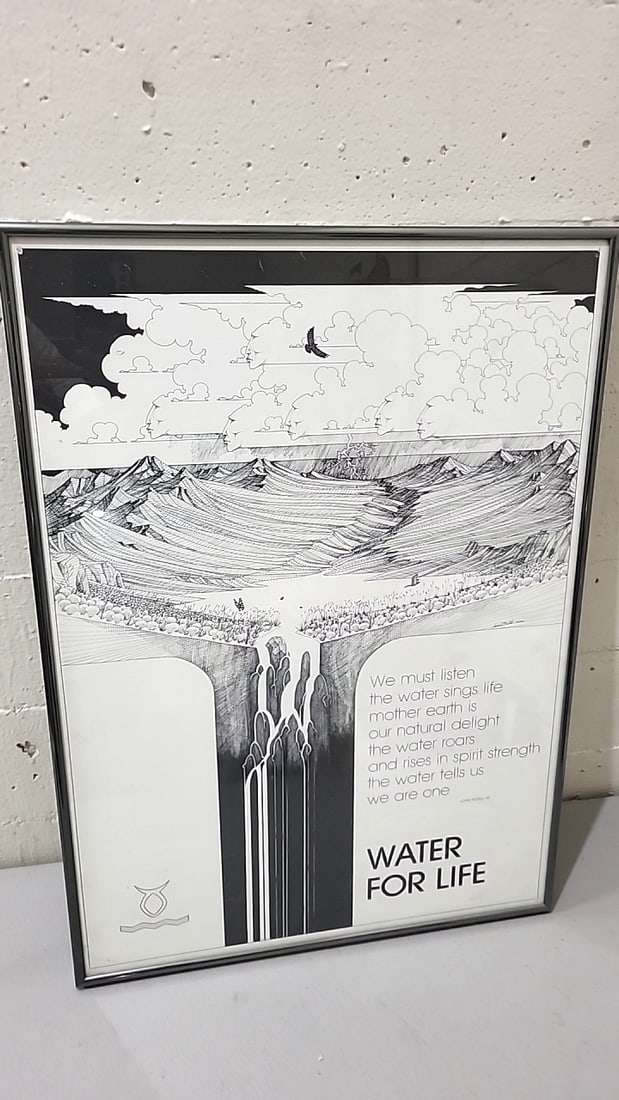 Jack Malotte 1981 Water For Life Framed Black & White Poster John Trudell Quote: Good metal and glass frame26x18x1 - 6 lbs attention – shipping artwork is very expensive. The shipping price shown in the listing is the liveshipping service by liveauctioneers. We offer our