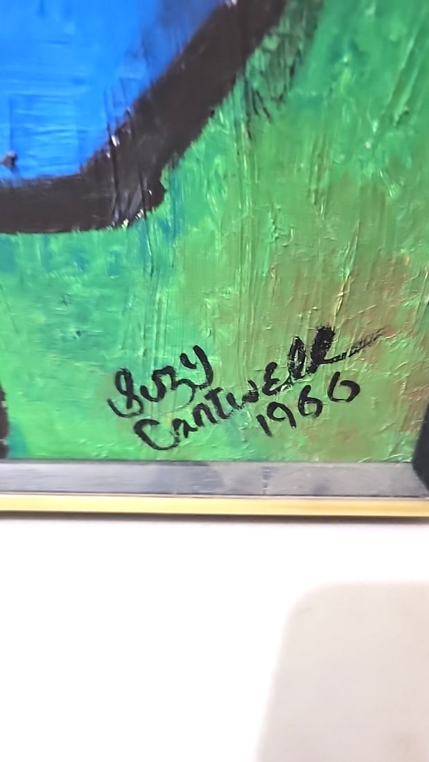 G. Cantwell Signed 1966 Framed Painting Of Girl In Blue Dress, Approx. 24 X 31 In - 2