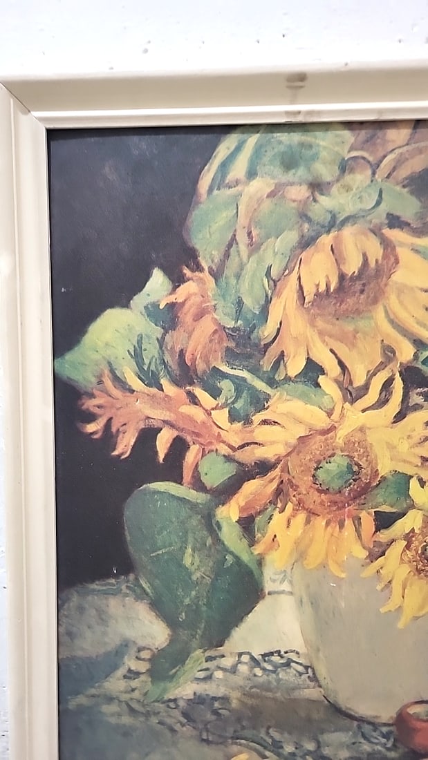 Harriet Krawiec Signed Framed Sunflower Still Life Artwork As Is - 2