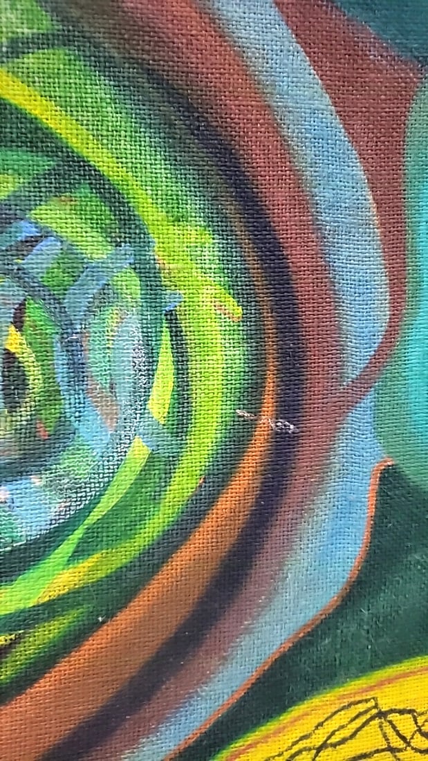 Framed Abstract Canvas Painting, Colorful Surreal Face And Eye Design - 5