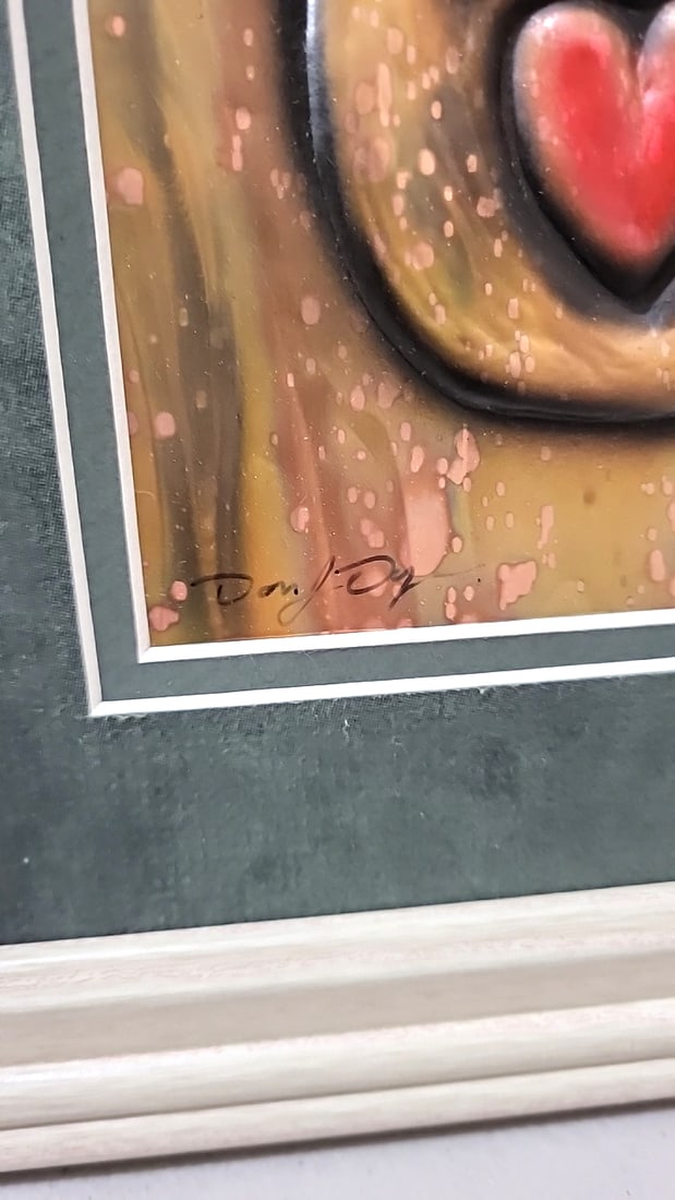 Don J. Dye Original Repouss Art Framed Hand With Red Heart - 2