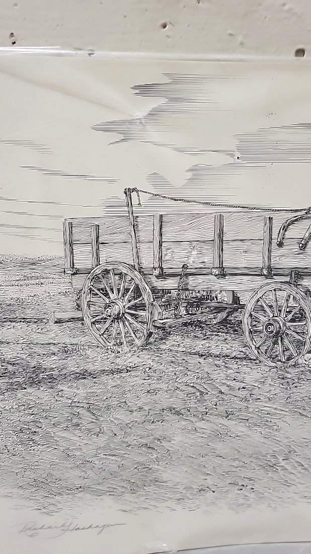 Richard Hashagen Signed Limited Edition 23100 Western Wagon Landscape Art Print - 2