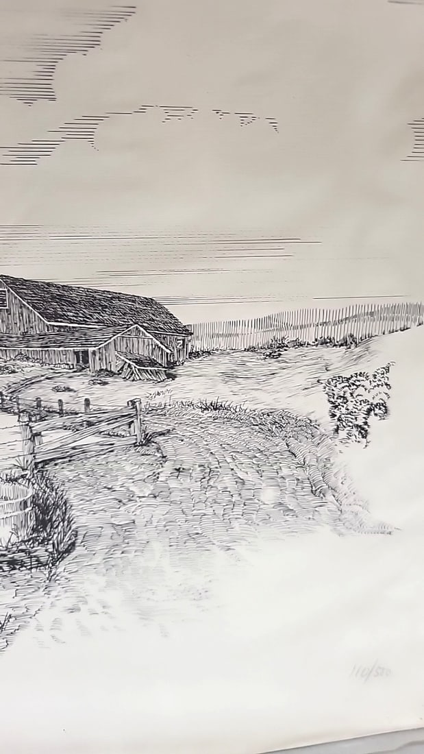 Richard Hashegen Signed Limited Edition Windmill Farm Barn Pen Ink Print - 3