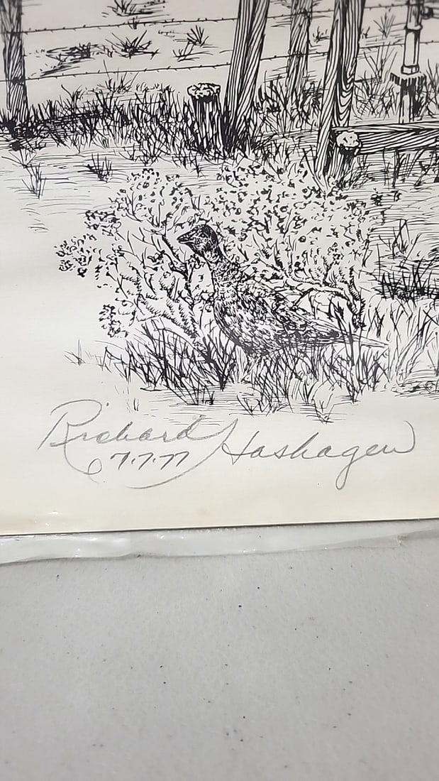 Richard Hashegen Signed Limited Edition Windmill Farm Barn Pen Ink Print - 5