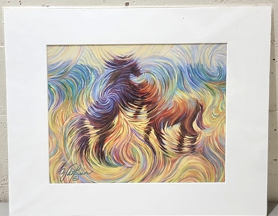 Julia Watkins "stallions" Energism Abstract Horse Matted Art Print: 20x16 1lb attention – shipping artwork is very expensive. The shipping price shown in the listing is the liveshipping service by liveauctioneers. We offer our own in-house shipping as well