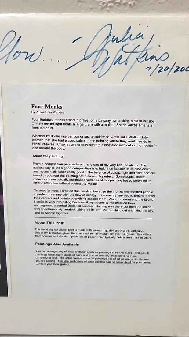 Julia Watkins Four Monks Energism Signed Matted Art Print - 6
