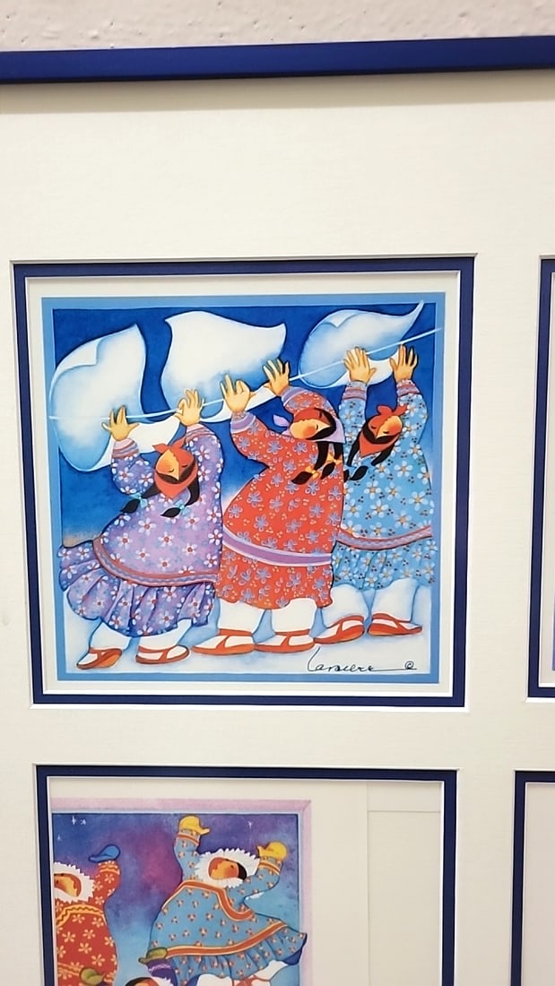 Barbara Lavallee Framed Set Of 6 Alaska Native Winter Scene Art Prints - 2