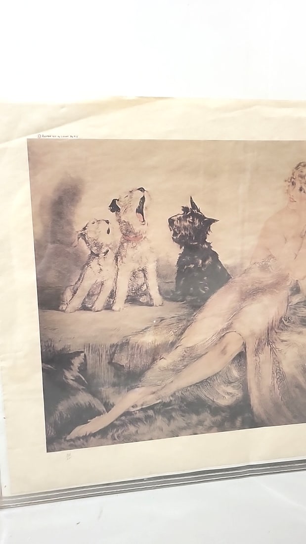 Louis Icart Perfect Harmony Art Deco Framed Print Woman With Dogs - 3
