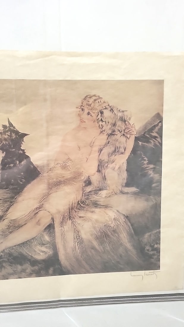 Louis Icart Perfect Harmony Art Deco Framed Print Woman With Dogs - 4
