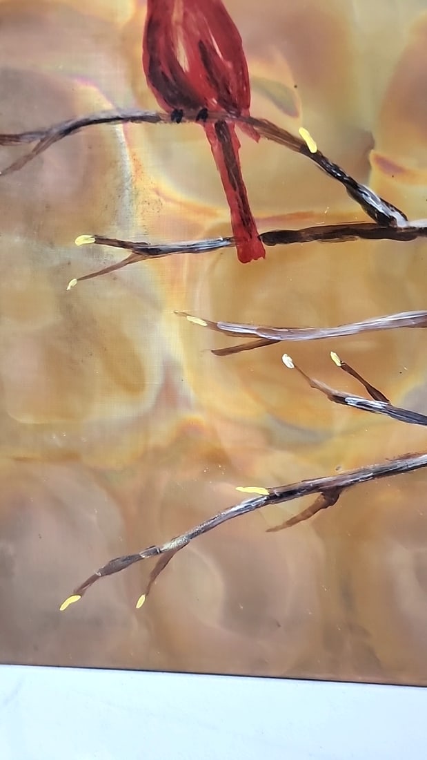 Ken Rausch Red Cardinal On Branches Wall Art Painting On Copper - 6