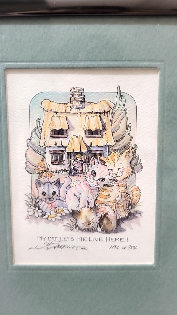 Lot Of 3 Jody Bergsma Framed Signed Numbered Art Prints, Cats Children - 3