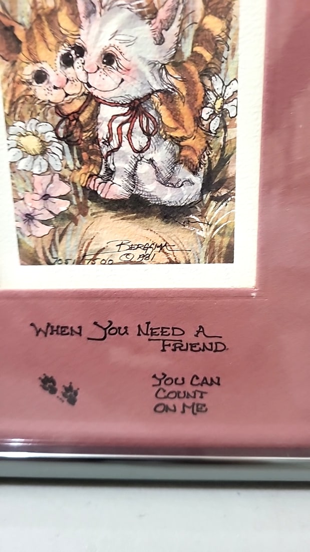 Lot Of 3 Jody Bergsma Framed Signed Numbered Art Prints, Cats Children - 8