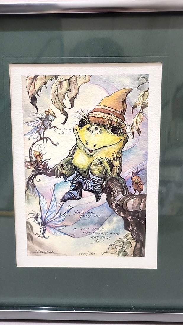 Jody Bergsma Lot Of 3 Framed Fantasy Fairy Art Prints, Frog & Friends - 3