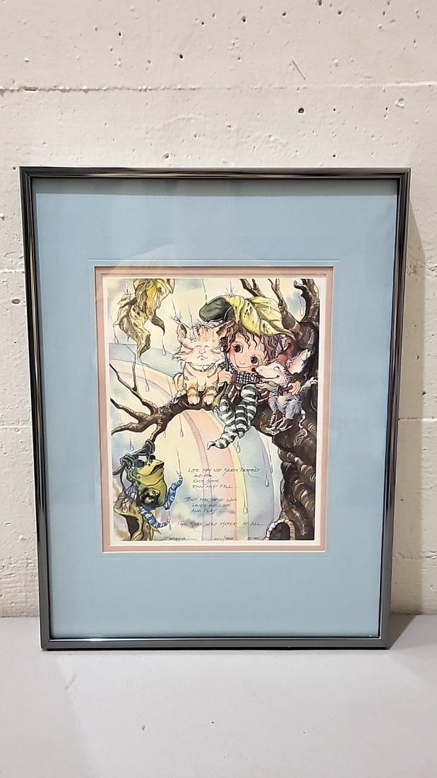 Lot Of 4 Jody Bergsma Framed Prints Wizard Castle Children Cats Frogs - 11
