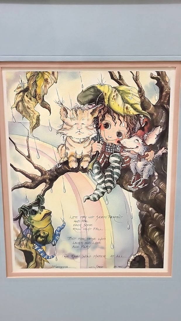 Lot Of 4 Jody Bergsma Framed Prints Wizard Castle Children Cats Frogs - 12