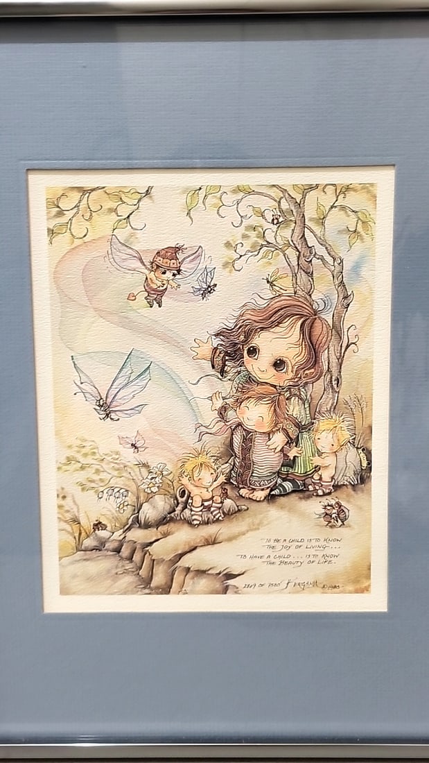 Lot Of 4 Jody Bergsma Framed Prints Wizard Castle Children Cats Frogs - 16